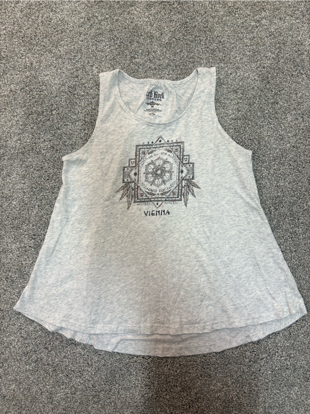 Hard Rock Cafe Vienna Light Gray Graphic Tank Top